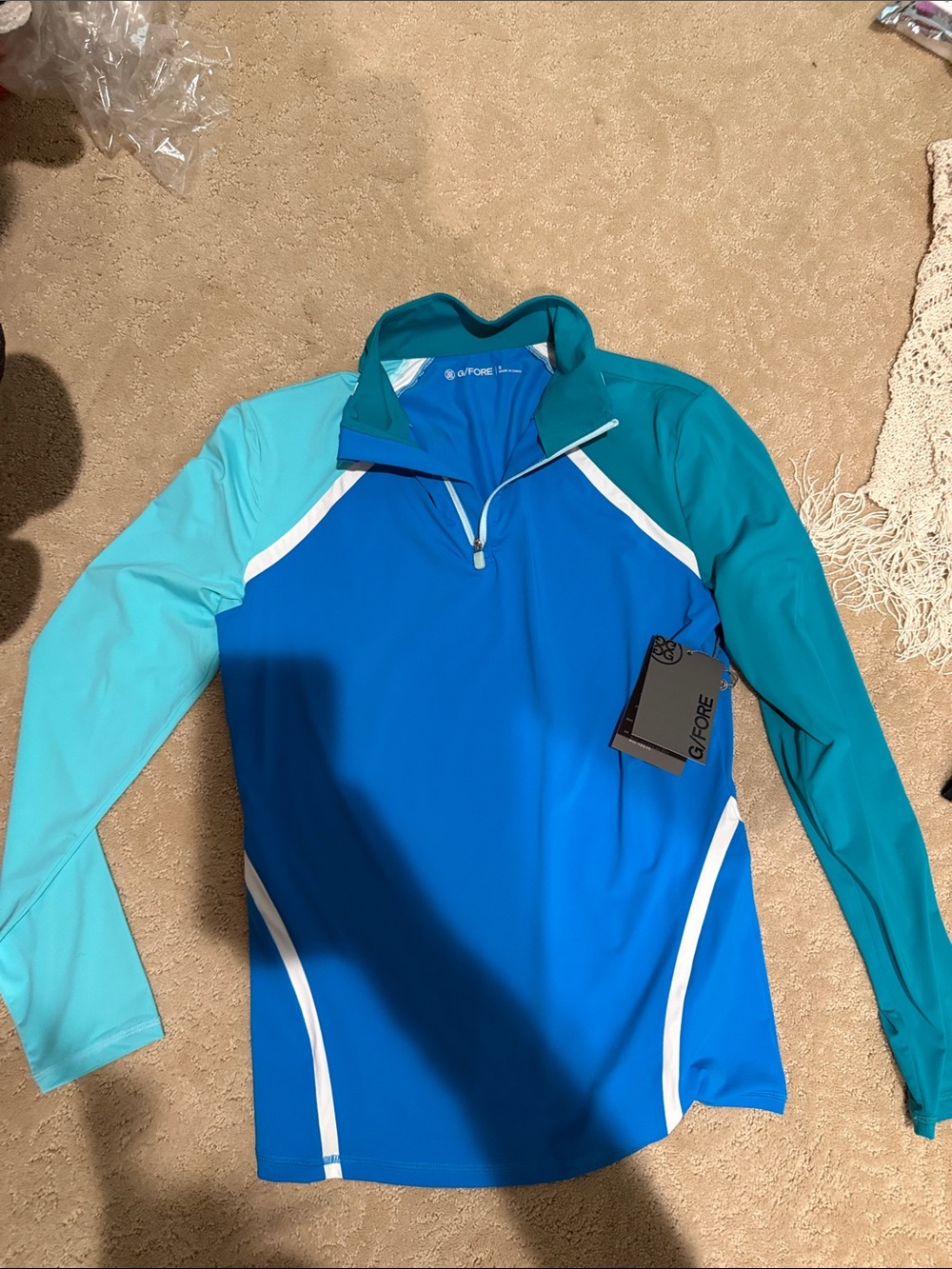 G/FORE Women's Colorblock Long-Sleeve Swim Top - Royal Blue, Teal & Aqua